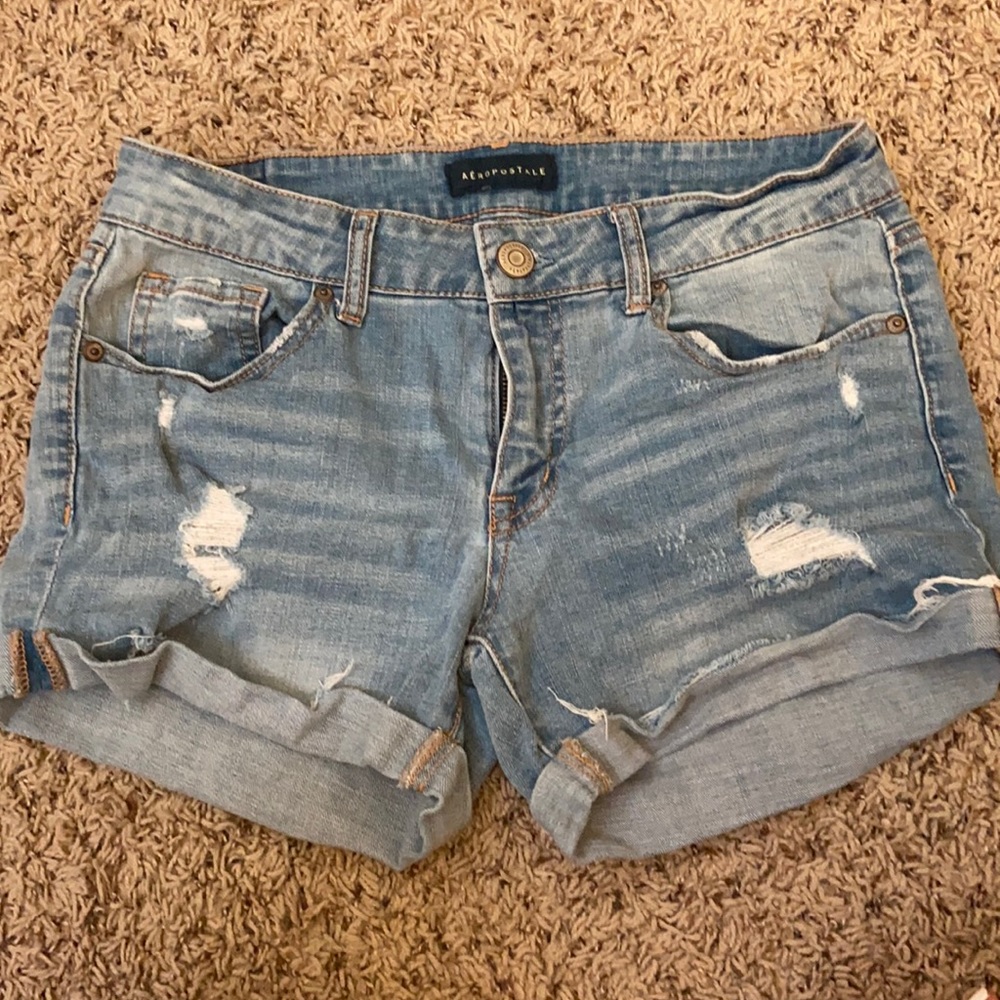 medium rise denim shorts